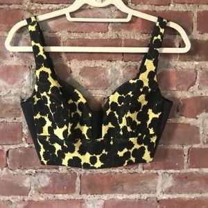 ALC Yellow and Black Floral Crop Top